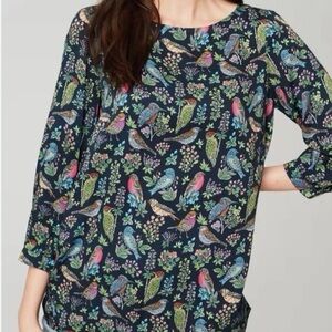 J. Jill BIRD-PRINTED BOATNECK TOP
